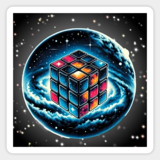 Cosmo-Abstract Rubiks Cube Art Magnet